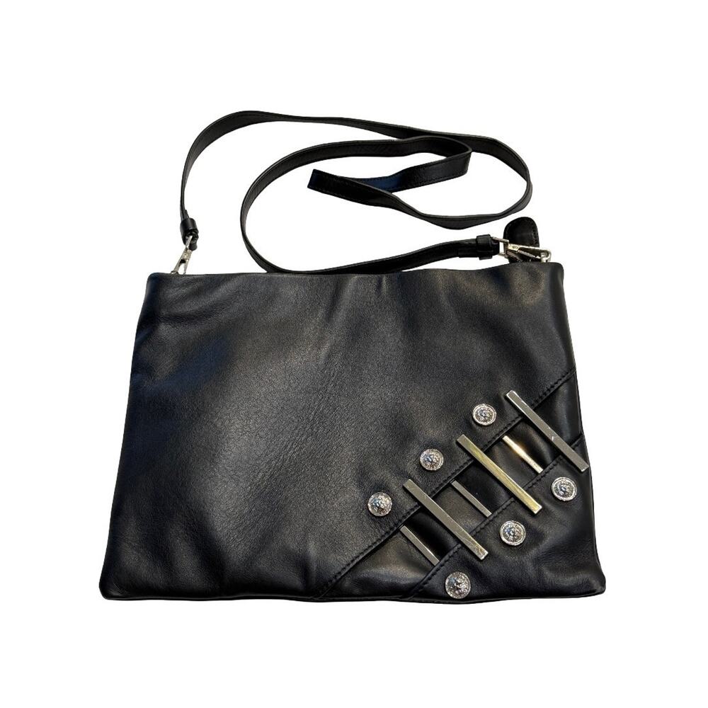 VERSACE VERSUS Vitello Nappato Black Leather Should Bag Purse MINT COND | COA